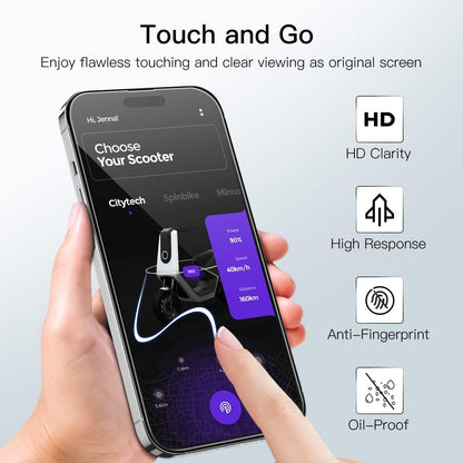 Screen Protector voor iPhone 14 Pro Max 6,7-Inch, Volledige Dekking 9H Gehard Glas 3-Stuks Hoesje Vriendelijk, - NLMAX