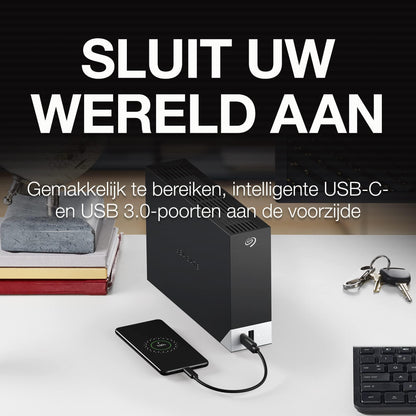 Seagate One Touch Hub, 6 TB, Externe Harde Schijf, USB-C, USB 3.0, voor pc, laptop en Mac, 4 maanden Adobe Creative Cloud Fotografielidmaatschap, 1 Jaar Mylio, 3 jaar Rescue Services (STLC6000400) - NLMAX