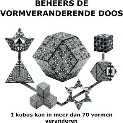 SHASHIBO Vormveranderende Friemelkubus - Bekroonde, Gepatenteerde Stress Kubus met 36 Zeldzame-Aardemagneten - Magische Kubus Shashibo 3D-Kubus Magnetisch Speelgoed - Meer dan 70 Vormen (Black&White) - NLMAX