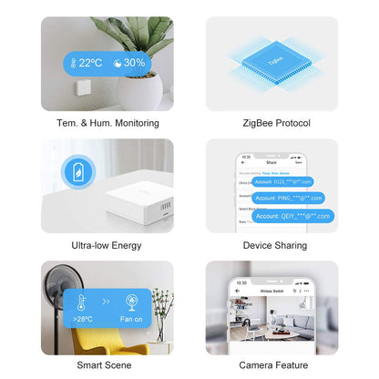 SONOFF Mini Binnentemperatuur- En Vochtigheidssensor -Temperature And Humidity Sensor , Gebruikt Om Het Binnenklimaat Te Bewaken, Alexa/Google Home Compatibel, Vereist SONOFF ZigBee Bridge, Inclusief Batterij SNZB-02 ZigBee - NLMAX