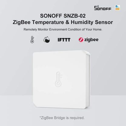 SONOFF Mini Binnentemperatuur- En Vochtigheidssensor -Temperature And Humidity Sensor , Gebruikt Om Het Binnenklimaat Te Bewaken, Alexa/Google Home Compatibel, Vereist SONOFF ZigBee Bridge, Inclusief Batterij SNZB-02 ZigBee - NLMAX