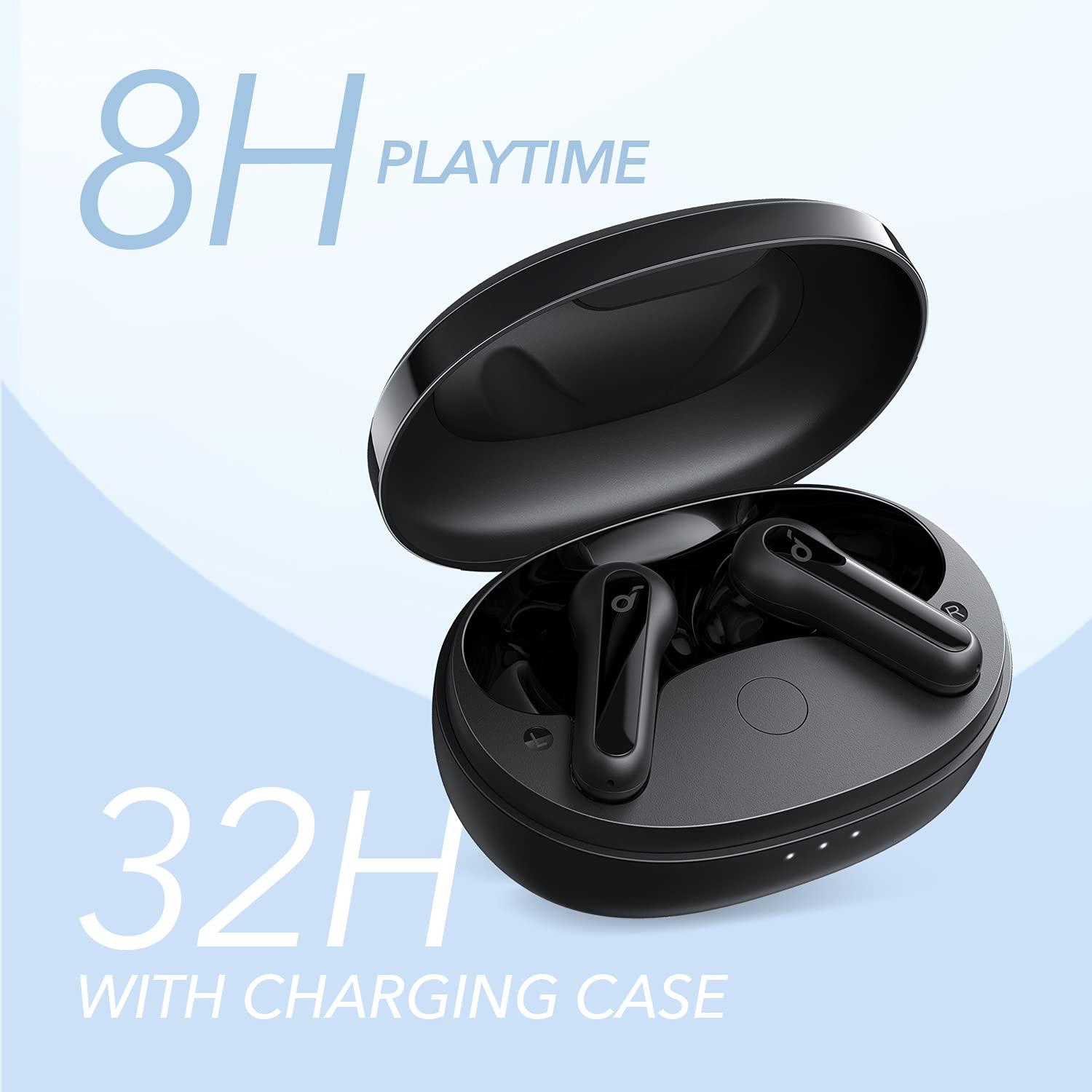 Soundcore by Anker Life P2 Mini, Full Wireless Earbuds, 10mm Drivers with Lots of Bass, Custom EQ, Bluetooth 5.2, 32h Playtime, USB-C for Fast Charging, Small Size for Commute, Work(Black) - NLMAX