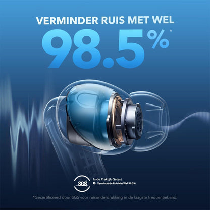 soundcore van Anker Liberty 4 NC draadloze oordopjes bluetooth met 98,5% ruisonderdrukking, adaptieve ruisonderdrukking voor oren en omgeving, Hi-Res-geluid, 50u-accu, draadloos opladen, Bluetooth 5.3 - NLMAX