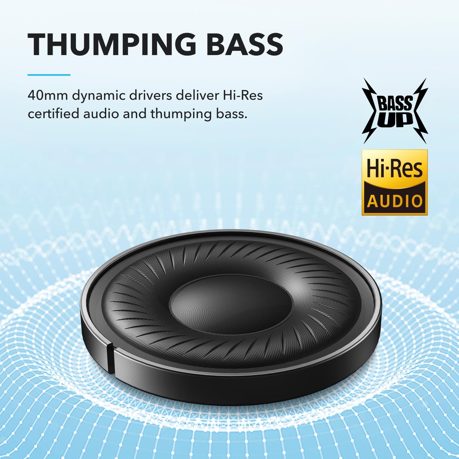 soundcore van Anker Q20i-hoofdtelefoon met hybride actieve ruisonderdrukking, bluetoothoordoppen, speelduur van 40 u, Hi-Res Audio, veel bas, appinstellingen, transparantiemodus, ideaal voor op reis - NLMAX