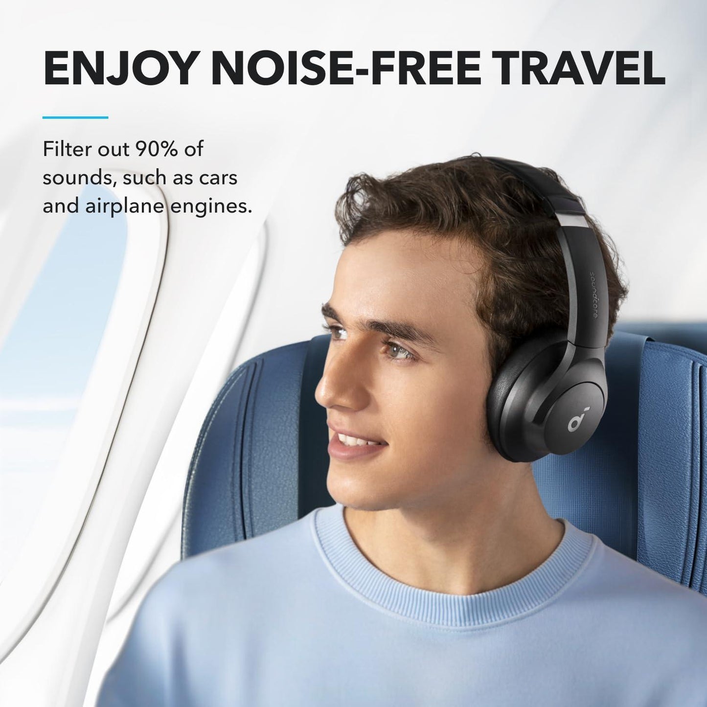 soundcore van Anker Q20i-hoofdtelefoon met hybride actieve ruisonderdrukking, bluetoothoordoppen, speelduur van 40 u, Hi-Res Audio, veel bas, appinstellingen, transparantiemodus, ideaal voor op reis - NLMAX