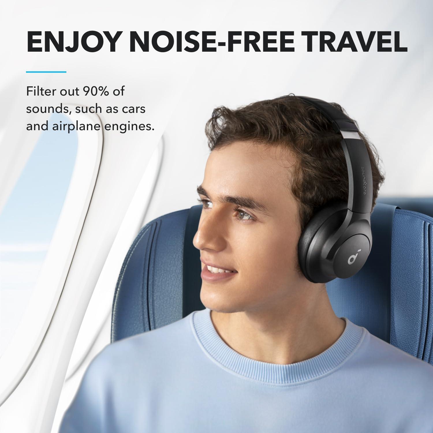 soundcore van Anker Q20i-hoofdtelefoon met hybride actieve ruisonderdrukking, bluetoothoordoppen, speelduur van 40 u, Hi-Res Audio, veel bas, appinstellingen, transparantiemodus, ideaal voor op reis - NLMAX