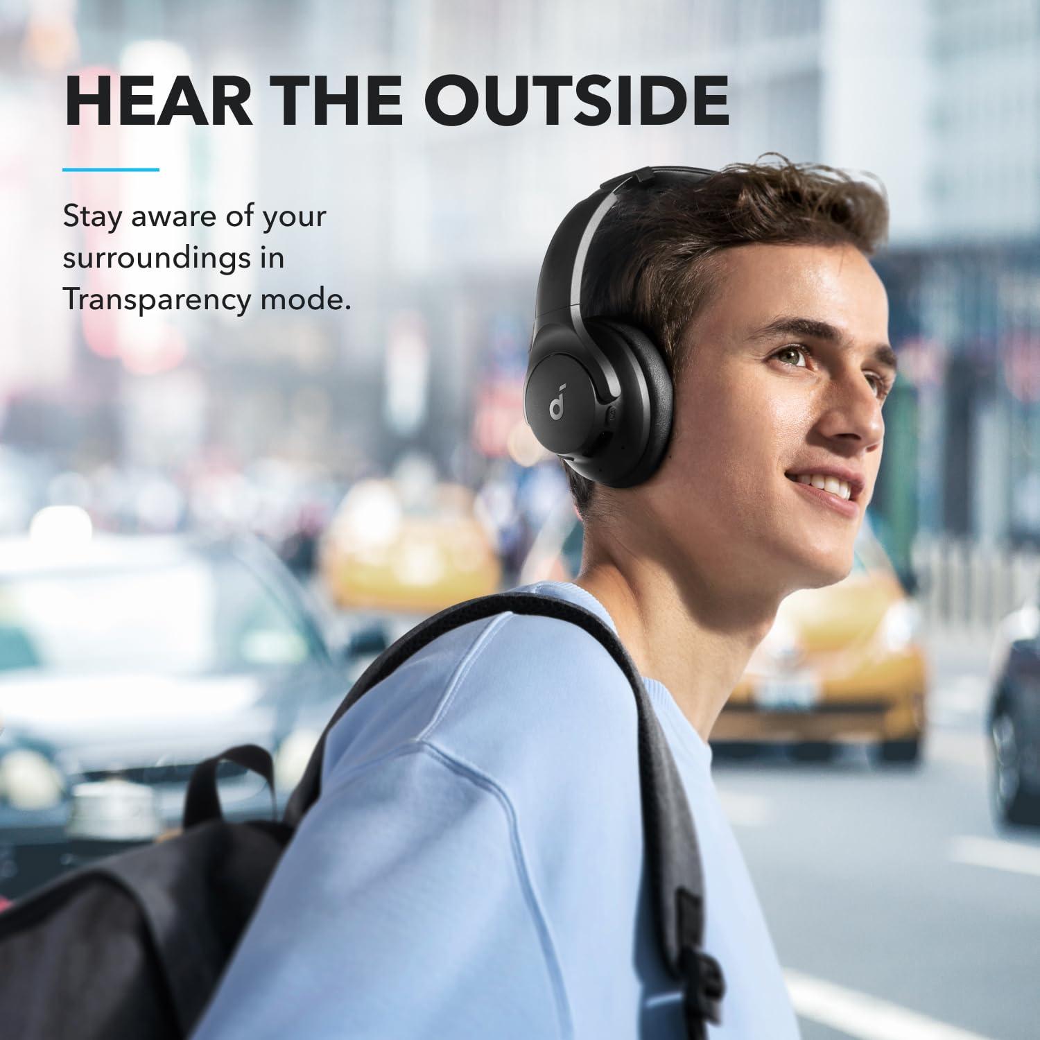 soundcore van Anker Q20i-hoofdtelefoon met hybride actieve ruisonderdrukking, bluetoothoordoppen, speelduur van 40 u, Hi-Res Audio, veel bas, appinstellingen, transparantiemodus, ideaal voor op reis - NLMAX