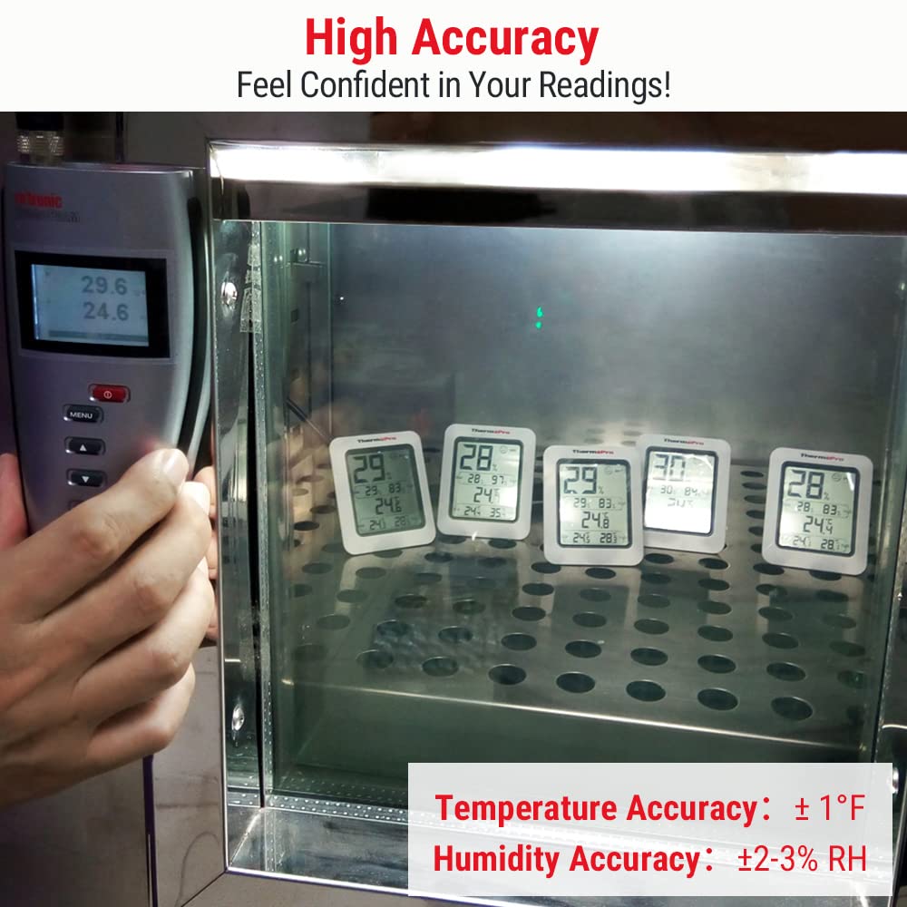 ThermoPro TP50 Digitale thermo-hygrometer, binnenthermometer, kamerthermometer met registratie en binnenklimaat-indicator voor klimaatregeling - NLMAX