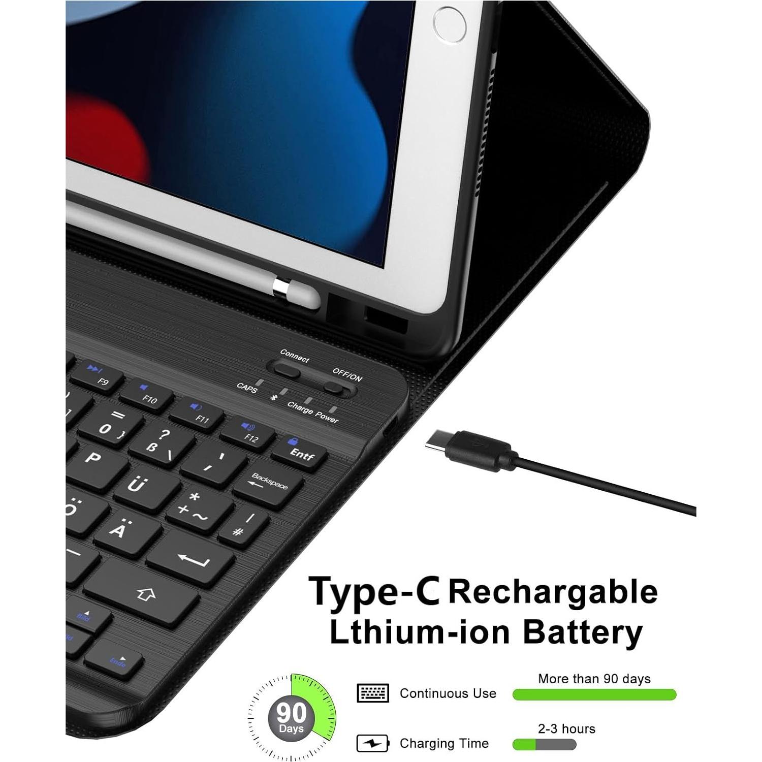 Toetsenbord case voor iPad Pro 11 2020, Bluetooth toetsenbordhoes met beschermhoes en pennenhouder - Keyboard case iPad 11 Pro - NLMAX