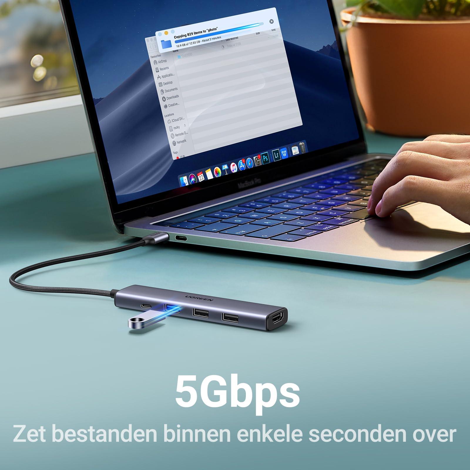 UGREEN Revodok USB C Hub with PD 100W, 4K HDMI, USB A 3.0 compatible with iPhone 15/15Pro, MacBook Pro/Air, iPad Pro/Air, Surface Pro/Go, Galaxy Tab, Galaxy S23/S22, etc. - NLMAX