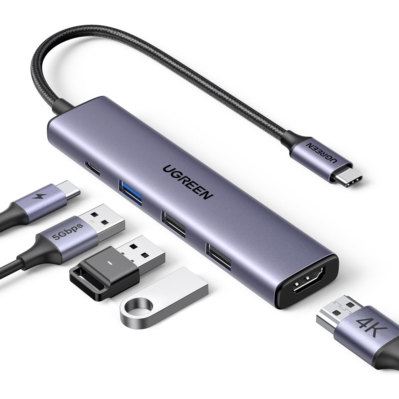 UGREEN Revodok USB C Hub with PD 100W, 4K HDMI, USB A 3.0 compatible with iPhone 15/15Pro, MacBook Pro/Air, iPad Pro/Air, Surface Pro/Go, Galaxy Tab, Galaxy S23/S22, etc. - NLMAX