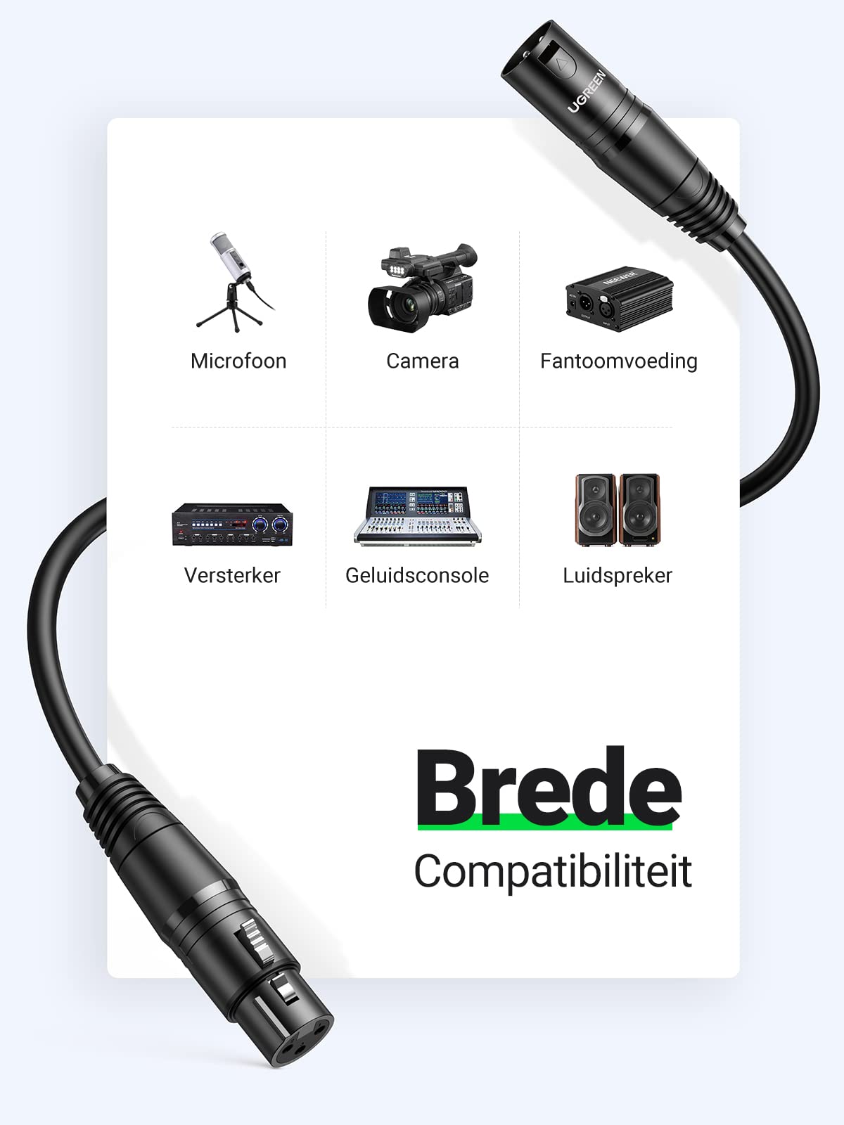 UGREEN XLR Cable XLR to XLR Microphone Cable Compatible with Microphone Speaker Mixer Camerer Amplifier etc.(2M) - NLMAX