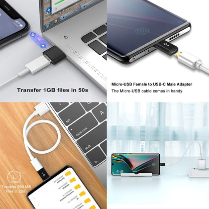 USB C Adapter 4 Stuks, USB C naar USB 3.0 OTG Adapter, Micro USB naar USB C Adapter, Compatibel met MacBook Pro, Samsung Galaxy, Mobiele Telefoons, PC, in de Auto en Meer - NLMAX
