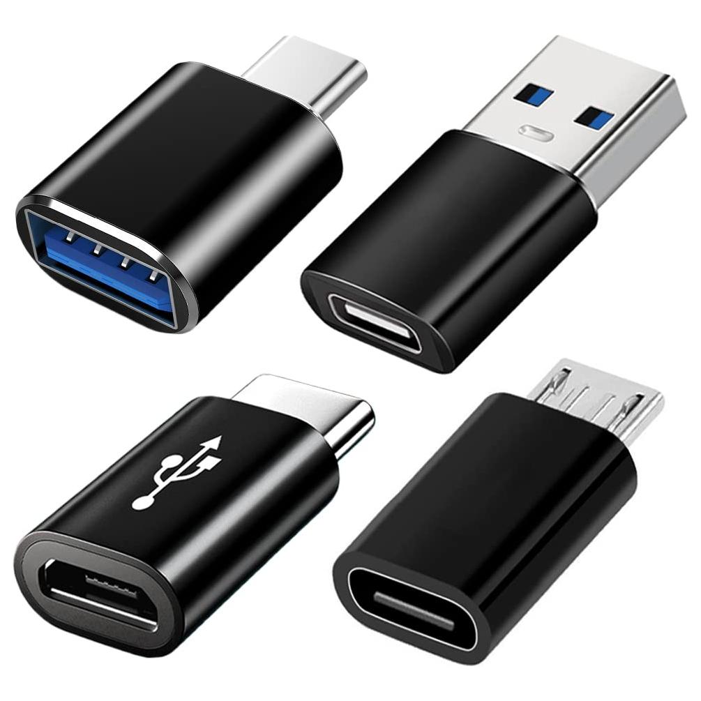 USB C Adapter 4 Stuks, USB C naar USB 3.0 OTG Adapter, Micro USB naar USB C Adapter, Compatibel met MacBook Pro, Samsung Galaxy, Mobiele Telefoons, PC, in de Auto en Meer - NLMAX