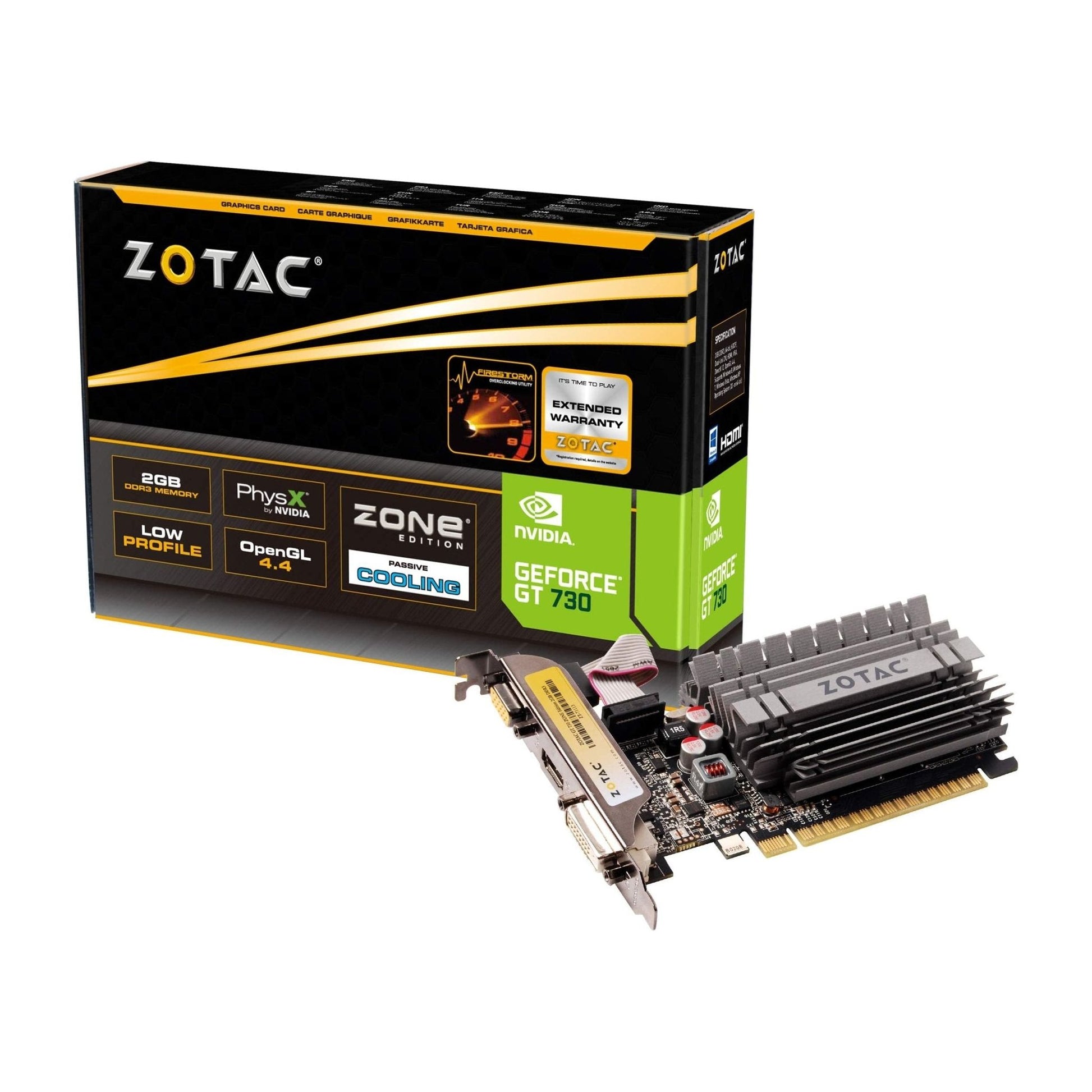 Zotac Zt-71113-20L Geforce Gt 730 Grafische Kaart, Zone Edition, 2Gb Ddr3, 64-Bit - NLMAX